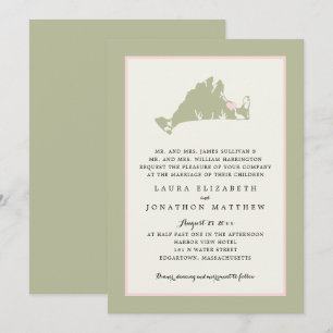 EDGARTOWN Marthas Vineyard Pink Karte Hochzeit