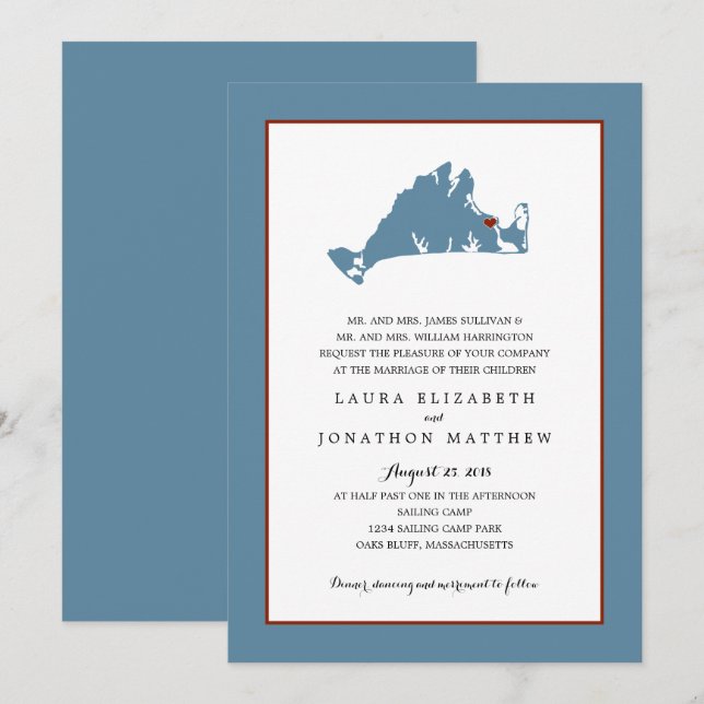 Edgartown Marthas Weinberg-Karte Wedding | Einladung (Vorne/Hinten)