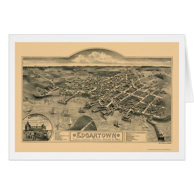 Edgartown, panoramische Karte MAs - 1886 (Vorderseite (Horizontal))