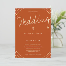 Edge Line Burnt Orange Wedding Einladung