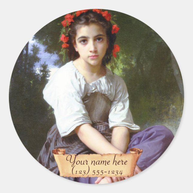 "Edge of the brook" Pre-Raphaelite-Buchzeichen Runder Aufkleber (Vorderseite)
