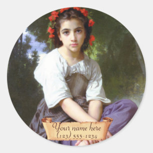 "Edge of the brook" Pre-Raphaelite-Buchzeichen Runder Aufkleber