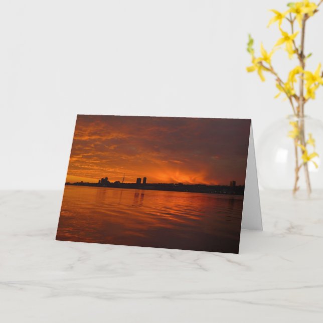 Edgewater, NJ Skyline bei Sunset - H-Karte Karte (Gelbe Blume)