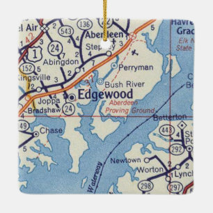 Edgewood MD Vintage Karte Keramikornament