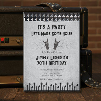 Edgy 70th Birthday Rockstar Guitar Musician Party Einladung