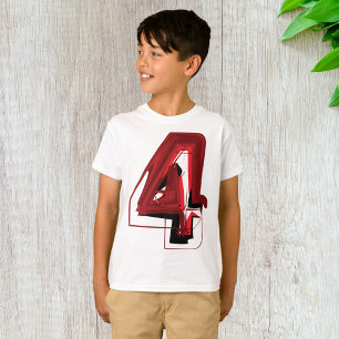 Edgy Abstrakt Red and Black Number 4 T-Shirt