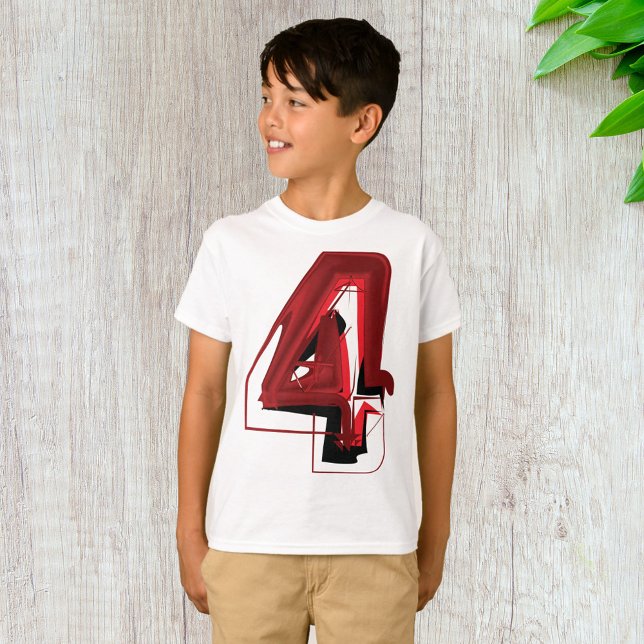Edgy Abstrakt Red and Black Number 4 T-Shirt (Von Creator hochgeladen)