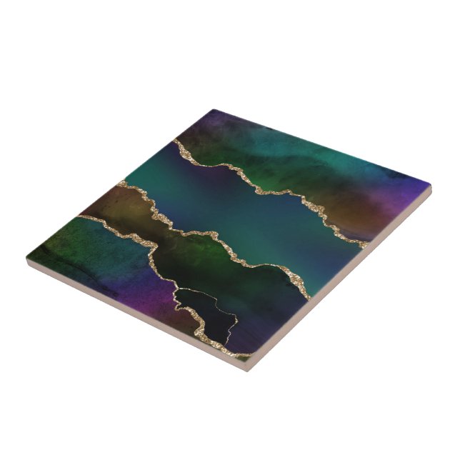 Edgy Agate | Dark Moody Jewel Tone Aquamarin Fliese (Seite)
