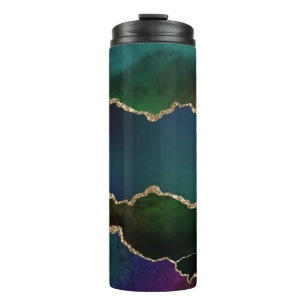 Edgy Agate   Dark Moody Jewel Tone Mystic Aquamari Thermosbecher