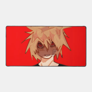 Edgy Anime Boy Aesthetic Desk Mat - Red & Black Schreibtischunterlage