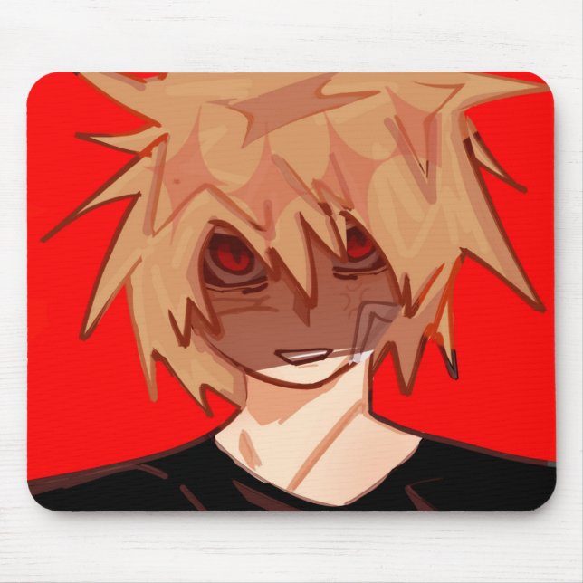 Edgy Anime Boy Aesthetic Mousepad - Red & Black Gr (Vorne)