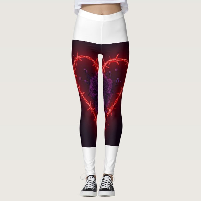 Edgy Barbed Heart Lila Rose Leggings 💔 🌹 (Vorderseite)