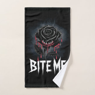 Edgy 'Bite Me' Gothic Rose Design Badhandtuch Set