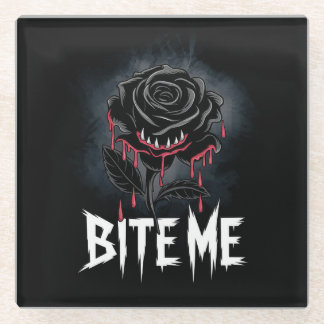 Edgy 'Bite Me' Gothic Rose Design Glasuntersetzer
