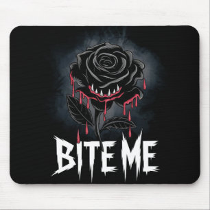 Edgy 'Bite Me' Gothic Rose Design Mousepad