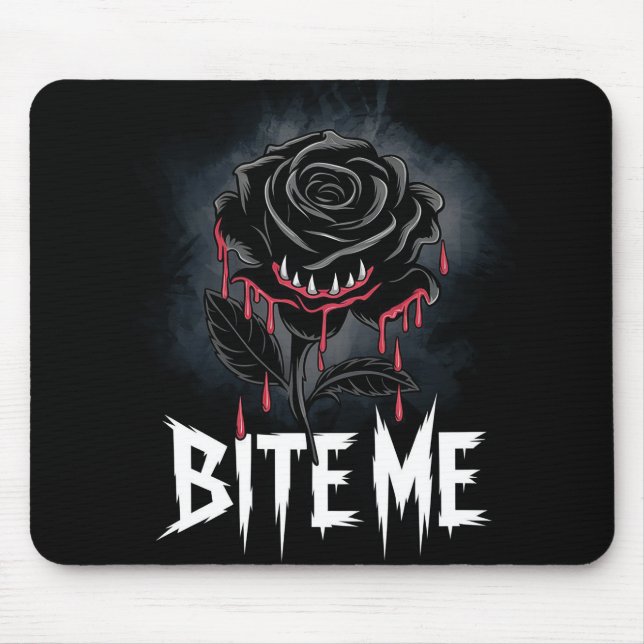 Edgy 'Bite Me' Gothic Rose Design Mousepad (Vorne)