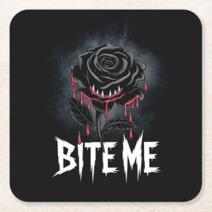 Edgy 'Bite Me' Gothic Rose Design Rechteckiger Pappuntersetzer