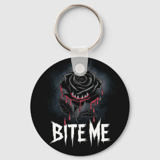 Edgy 'Bite Me' Gothic Rose Design Schlüsselanhänger