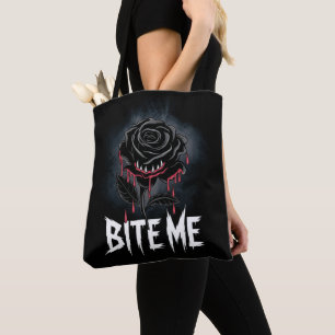 Edgy 'Bite Me' Gothic Rose Design Tasche