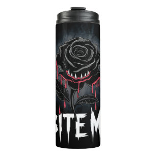 Edgy 'Bite Me' Gothic Rose Design Thermosbecher