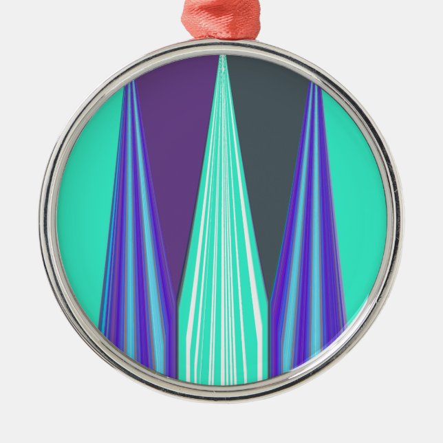 Edgy Blue Art Ornament Aus Metall (Vorne)