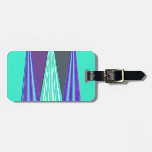 Edgy Blue Lila Cyan Zickzack Art Print Gepäckanhänger (Vorderseite horizontal)