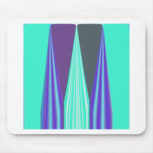 Edgy Blue Lila Cyan Zickzack Art Print Mousepad (Vorne)