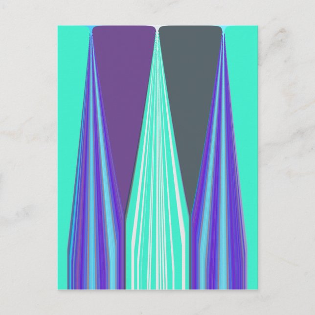 Edgy Blue Lila Cyan Zickzack Art Print Postkarte (Vorderseite)