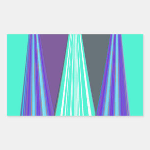 Edgy Blue Lila Cyan Zickzack Art Print Rechteckiger Aufkleber