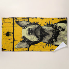 Edgy Bull Terrier Pop Art Portrait Strandtuch