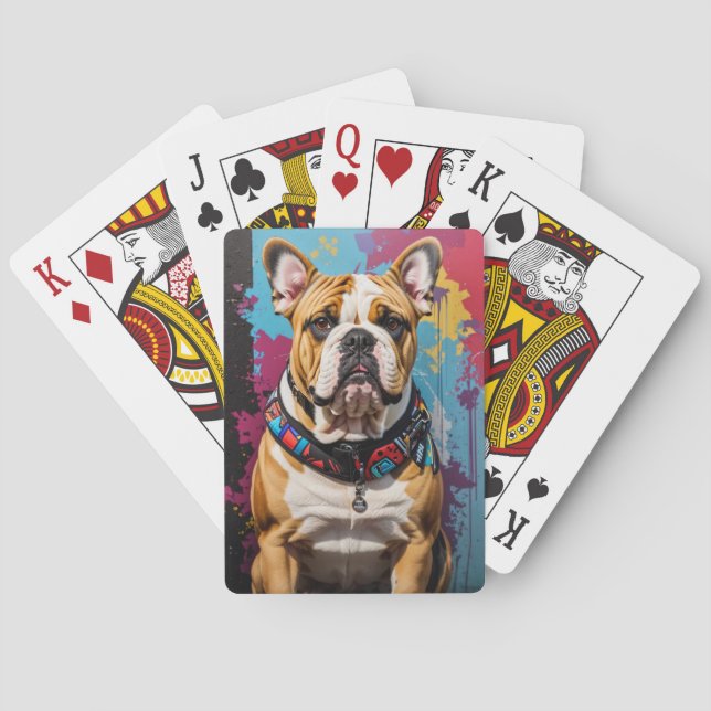 Edgy Bulldog Grunge Hintergrund Spielkarten (Rückseite)