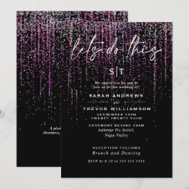Edgy Chic Magenta Glitzer Garland Einladung