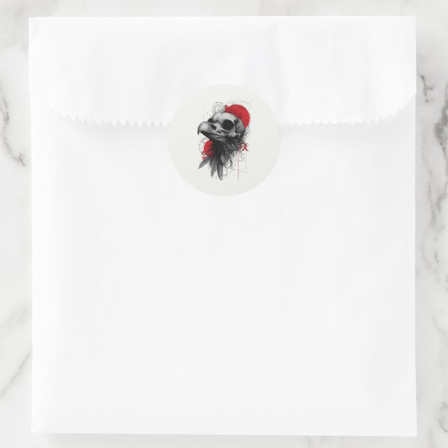 Edgy Crow Skull Gothic Grunge Sticker (Tasche)