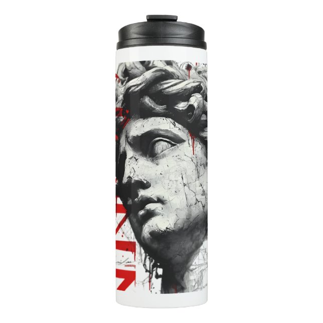 Edgy David Bust Modern Street Art Thermosbecher (Vorderseite)