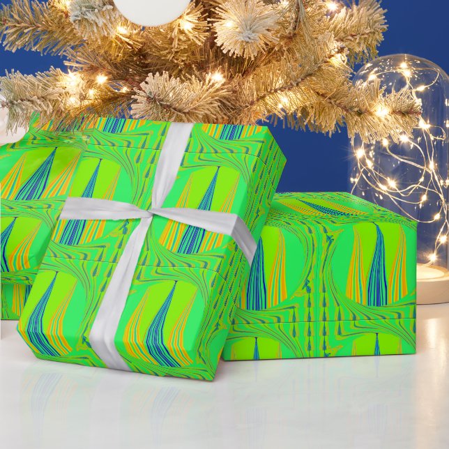 Edgy Geometric Neon Design Geschenkpapier (Feiertage)
