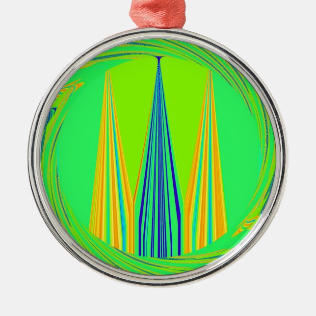 Edgy Geometric Neon Design Ornament Aus Metall (Vorne)