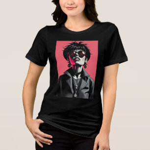Edgy Gothic Rock Mädchen - Pink Pop Art Tri-Blend Shirt