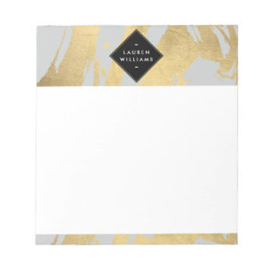 Edgy Imitate Gold Pinselstriche auf Grau Notizblock