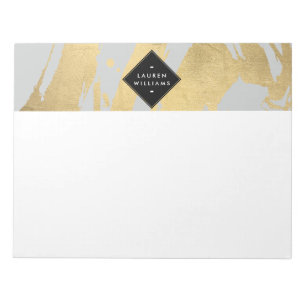 Edgy Imitate Gold Pinselstriche auf Grau Notizblock
