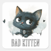 Edgy Kitten Illustration - "Bad Kitten" Text
