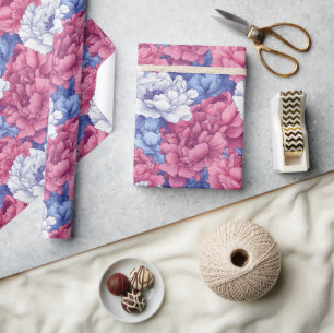 Edgy Nature Peonies Print Wrapping Paper Geschenkpapier