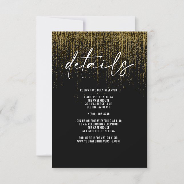 Edgy QR Gold Glitzer Details Card Einladung (Vorderseite)