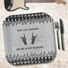 Edgy Rockstar Metal Gitarre Black Gray Paper Telle Pappteller