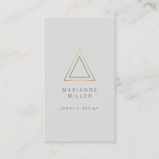 Edgy Rose Gold Triangle Logo auf Light Grau Visitenkarte (Vorderseite)