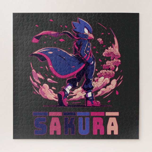 Edgy Sakura Warrior Bird Anime Illustration (Vertikal)