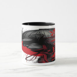 Edgy Samurai Warrior Japanese Ink Red Sun Tasse