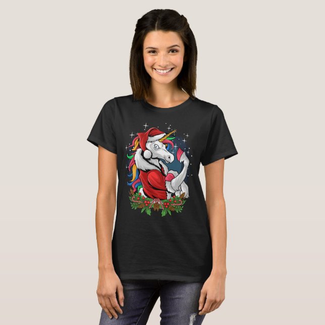 Edgy Santa Unicorn T-Shirt (Vorne ganz)