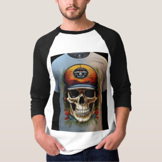 "Edgy Skull and Crossbones Embroided Cap" T-Shirt