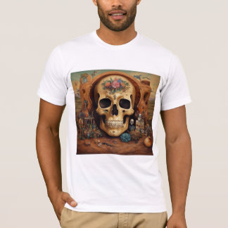Edgy Skull Head Skeleton Graphic T - Shirt