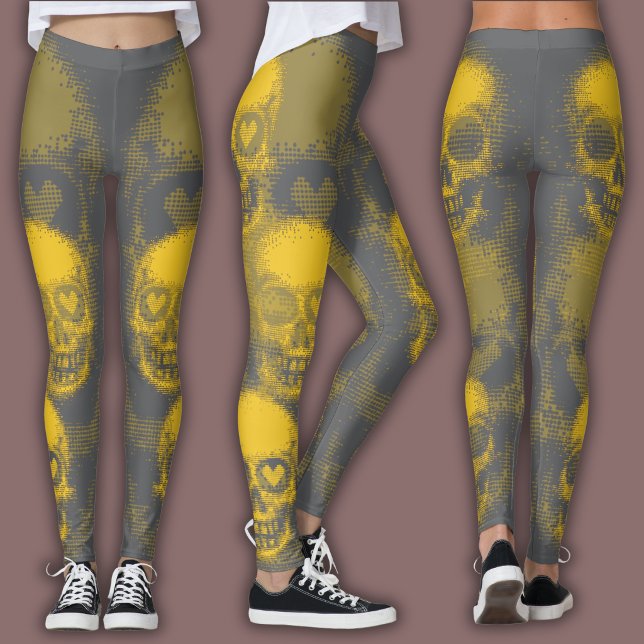 Edgy Skull Pattern | Yellow and Grey Leggings (Von Creator hochgeladen)